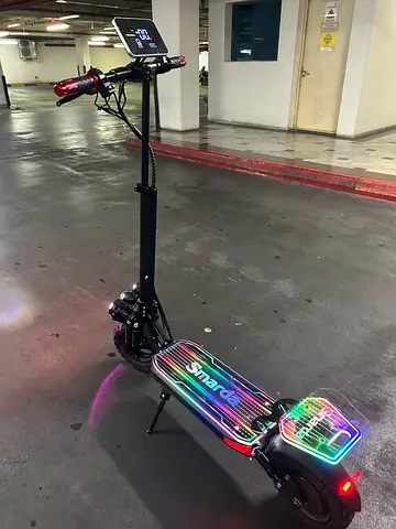 Electric Kick Scooter with RGB Deck Lights — Single/Double Seat Foldable