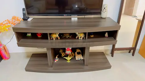 Wooden TV Entertainment Unit - Compact 3-Shelf Console from Pan Home