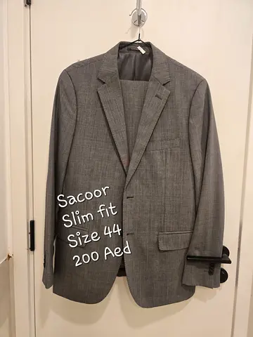 Sacoor slim fit men's suit jacket size 44 - Grey