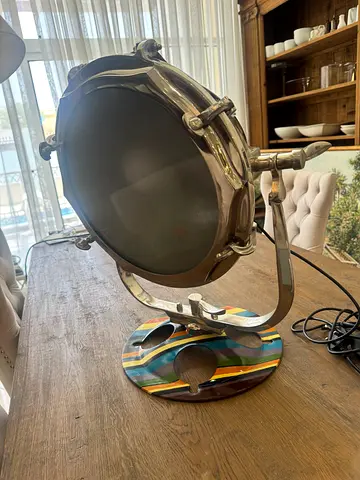 MARINA HOME nautical spotlight table or floor lamp polished chrome on enamelled base decor 51x51cm