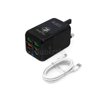 Zeexxa Pro 150W Fast Charger 3A-3C Multi Ports with White Fast Charging 7A Cable