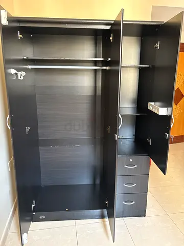 Black Wooden Cabinet with Storage Units