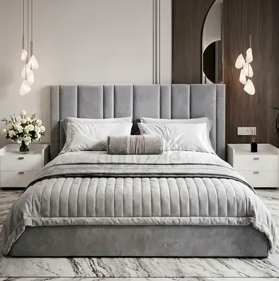 Brend New fabric wooden King size 180x200 Bed included Madical Matress Available