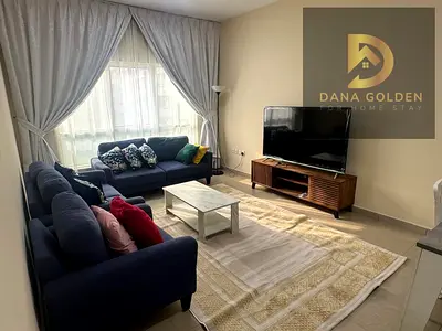 Available from today, first occupancy in Sharjah, behind Mega Mall, Star Tower. Two bedrooms, living room, two bathrooms, beautiful view, spacious. 45