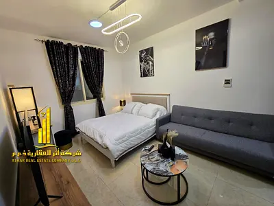 A golden opportunity! Luxurious, fully furnished studio apartment for monthly rent in Al Nuaimiya 3, Ajman, including all bills and internet. ✨