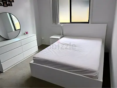 Queen White Malm bed frame (IKEA) with IKEA Queen Mattress (160x200cm)