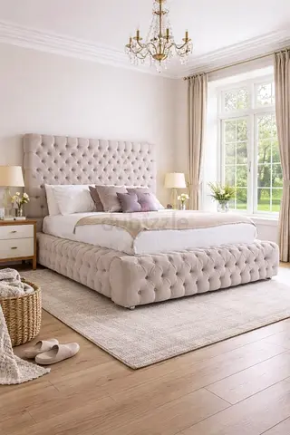 Elegant Tufted Upholstered Bed Frame