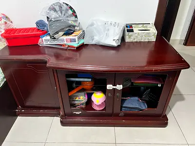 Wooden TV Cabinet / Media Console - Dark Brown, Good Condition