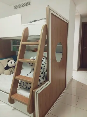 Wooden Bunk 3 Beds with Ladder - Very Good Condition 3 beds (mattress and storages given for free )