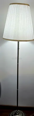 IKEA ARSTID Floor Lamp - Nickel Plated with White Pleated Fabric Shade