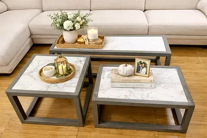 Marina Home Marble Top Coffee Tables Set