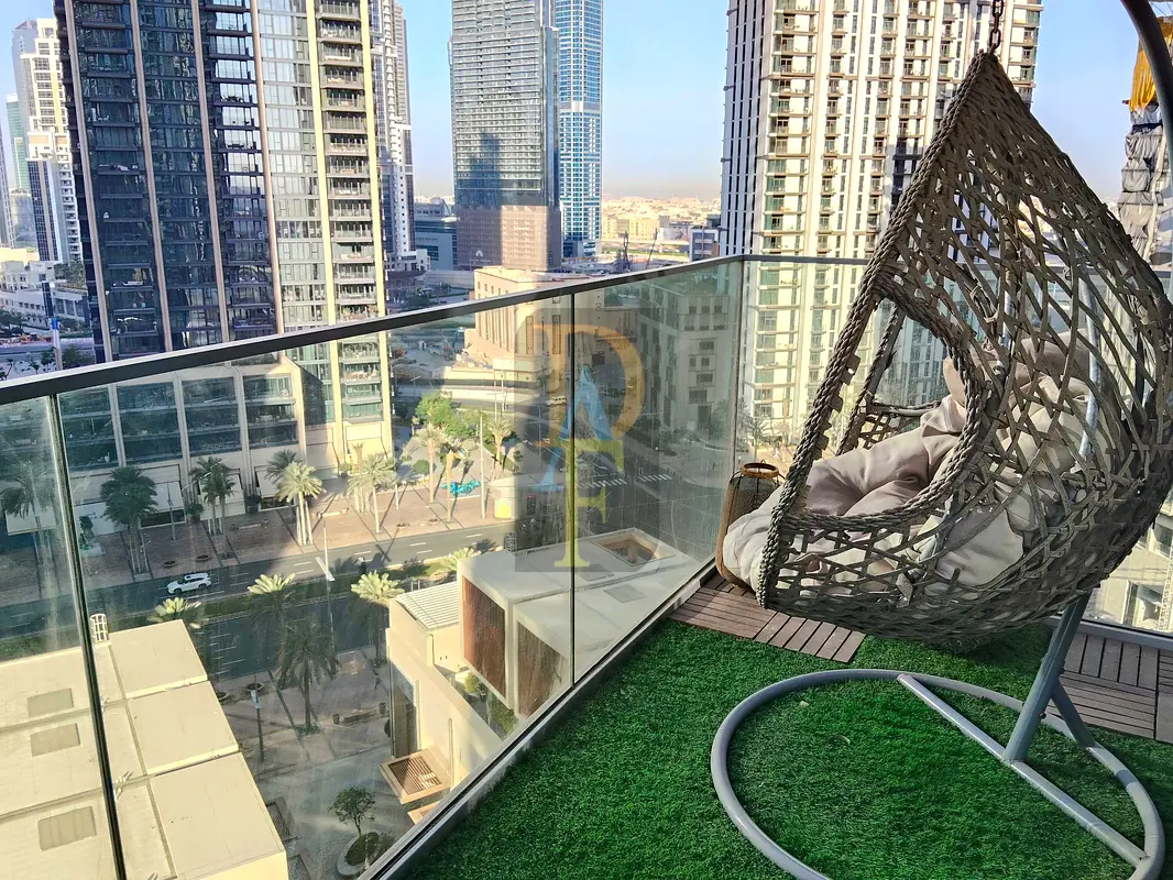Burj khalifa view , fountain view , close to dubai mall metro station , 2 bedroom furnished for sale .