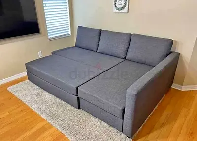 Gray Convertible Sofa Bed with Storage - Good Condition