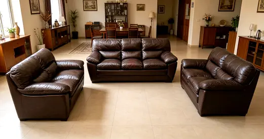 Set of 3 Brown Leather Sofa -3+2+2 seater, Good Condition