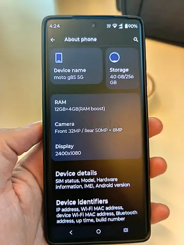 Moto G85 5G - 256GB, 12GB+4GB RAM (RAM Boost), 2400x1080 display