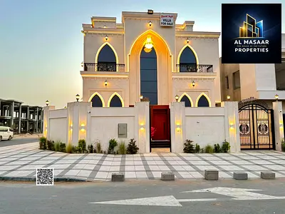 Corner villa for sale in Ajman | Al Helio 1 area | 7 bedrooms, majlis, 2 living rooms, and roof ter