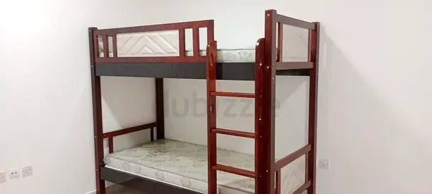 Solid Wood Bunk Bed with Mattresses - Good Condition