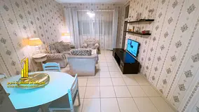 Luxury two-bedroom apartment with a living room and open balcony. Ajman One Tower. Fully furnished f