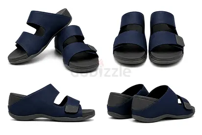 Navy Blue Slip-On Comfort Sandals - Men's Casual Slides