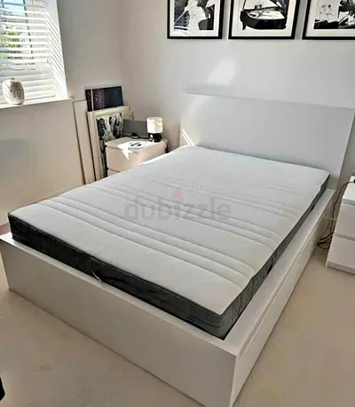 IKEA Malam queen size 160×200cm bed frame with 2 big storage drawers underneath and IKEA mattress