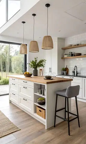 Solid Wood Kitchen Island with Seating and storage