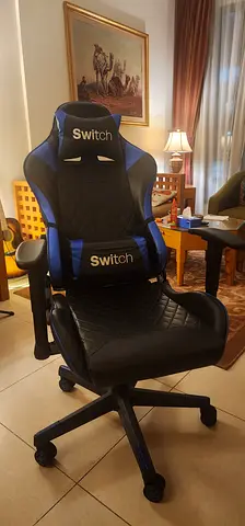 Black & Blue Gaming/Office Chair with Lumbar Support — Good Condition