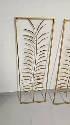 Gold Metal Palm Leaf Wall Art Pair - Large Decorative Panels