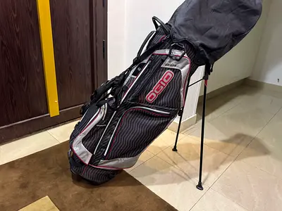 OGIO Ozone XX Stand Bag, Black/White/Red Colourway, 8-Way, SHOXX X4 Strap Golf Bag