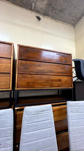 Modern Wooden Chest of Drawers with Metal Base
