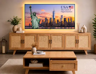Rattan tv console with coffee table