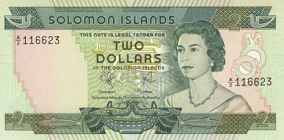 SOLOMON ISLAND 2 DOLLARS BANKNOTE 1977