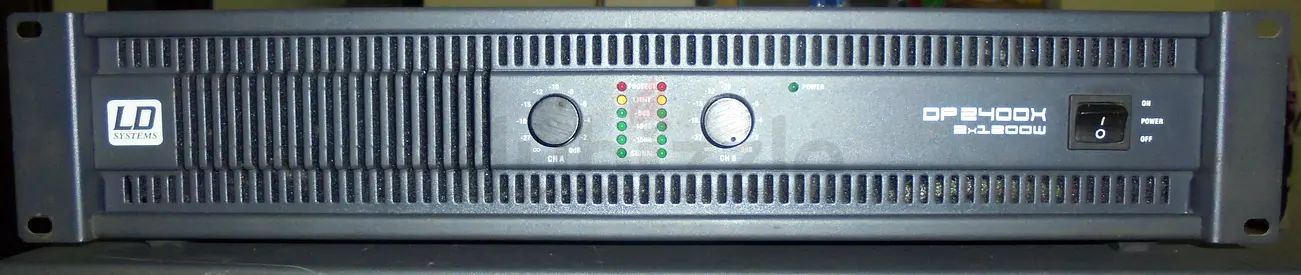 LD Systems (DP2400X), 2-channel Class-H power amplifier.