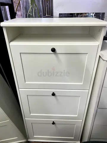 White Three Compartment Shoe Cabinet