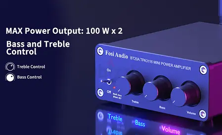 Fosi Audio BT20A Amplifier Stereo Receiver Bluetooth 5.0 Mini Power Amp 2 Channel