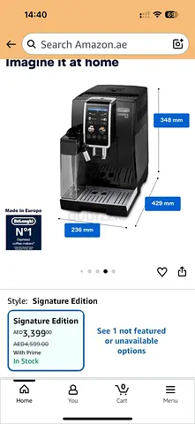 DeLonghi Fully Automatic Espresso Machine - Signature Edition