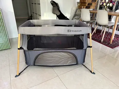 Kinderkraft portable baby travel cot / playpen - grey, good condition