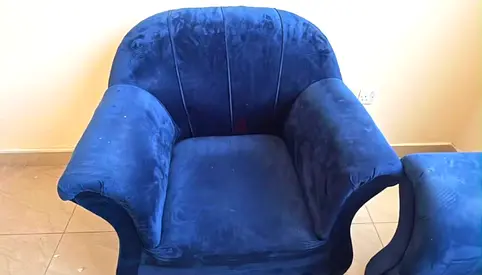 Blue Velvet 3+1+1 Sofa set - Good Condition