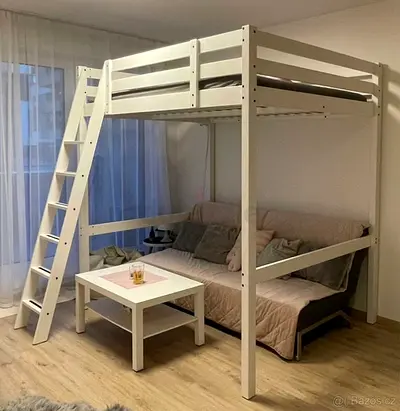 IKEA White Wooden Loft Bed - Good Condition