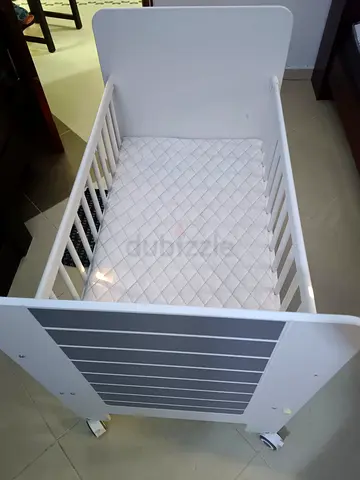BRAND NEW White wooden baby crib/cot - NEVER USED