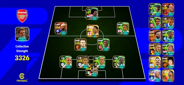 eFootball / PES Ultimate Team squad screenshot — high rated players (trade/sell)