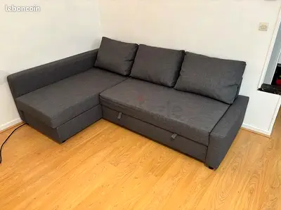 Grey L-shaped Sofa Bed with Storage - Good Condition