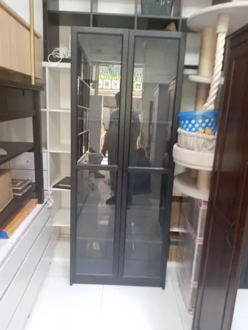 Black Metal and Glass Display Cabinet