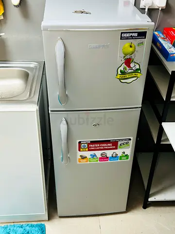 Geepas Silver Double Door Mini Fridge 1 month use for sale with with warranty