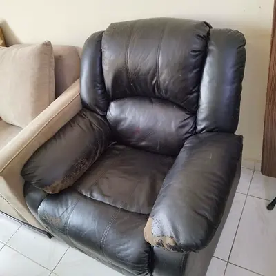 Black Leather Recliner Armchair