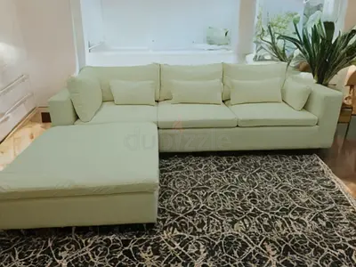 Neat and clean white color feather 🪶 filled west elm sectional sofa