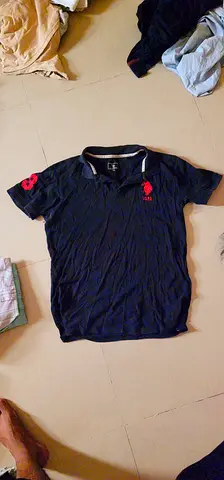 Men's Black U.S. Polo Assn. Red Logo Polo Shirt - Size M