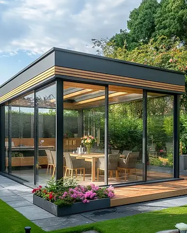 Modern Glass Garden Room / Outdoor Dining Pavilion