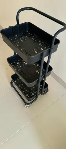 IKEA Raskog-style 3-tier rolling storage trolley - black