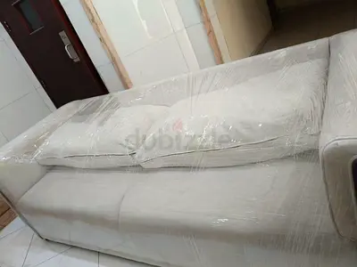 3-seater beige fabric sofa in good condition