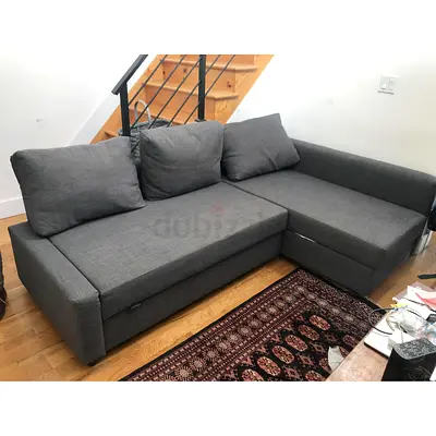 Gray L-shaped Corner Sofa with Chaise - Good Condition